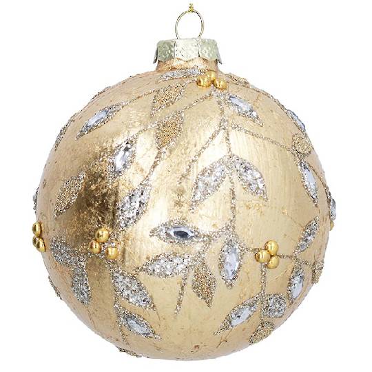 Glass Ball Large Gold, Bead Silver Vine 10cm *ETA Nov